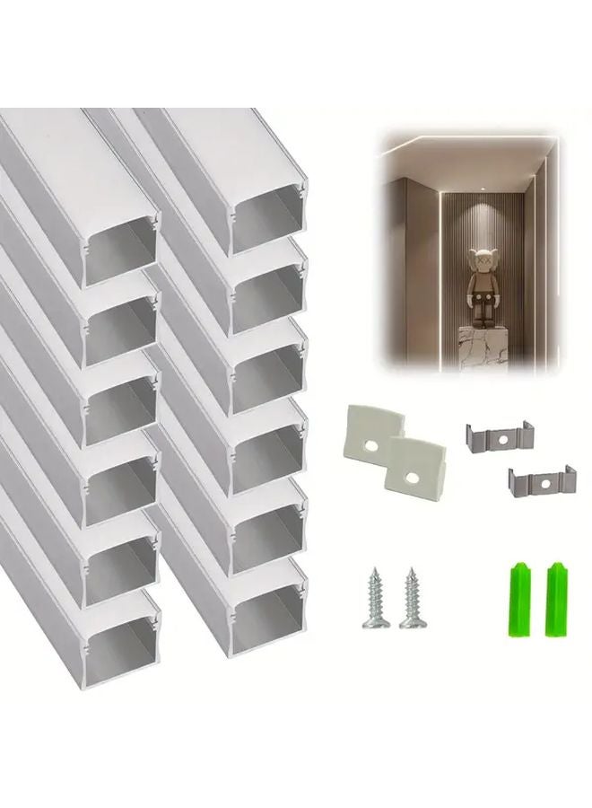 10 حزمة 3 28 قدم شرائط ضوء LED مخفية مسار ألومنيوم فضي غطاء أبيض أنبوب توسيع موزع ضوء أوبال - Image 2